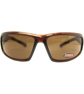 Wrap Sunglasses Mens Dark Brown Crystal Plastic Wrap - PE17-01 - CD11DX5KO8J $44.83