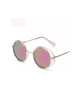 Aviator 2019 New Steampunk Sunglasses Women Brand Designer Oversized Outdoor Black Gray - Yellow Gold - CL18XQZGAR7 $18.61