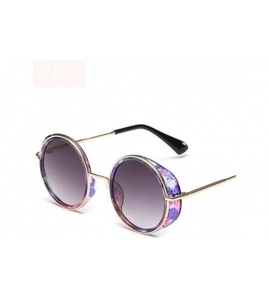 Aviator 2019 New Steampunk Sunglasses Women Brand Designer Oversized Outdoor Black Gray - Yellow Gold - CL18XQZGAR7 $18.61