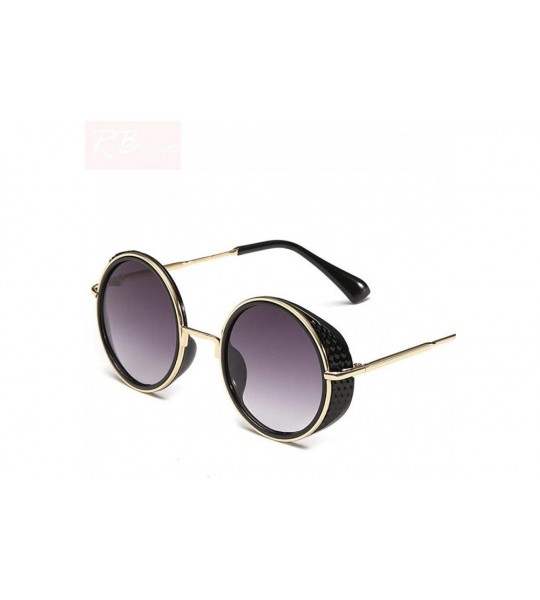 Aviator 2019 New Steampunk Sunglasses Women Brand Designer Oversized Outdoor Black Gray - Yellow Gold - CL18XQZGAR7 $18.61