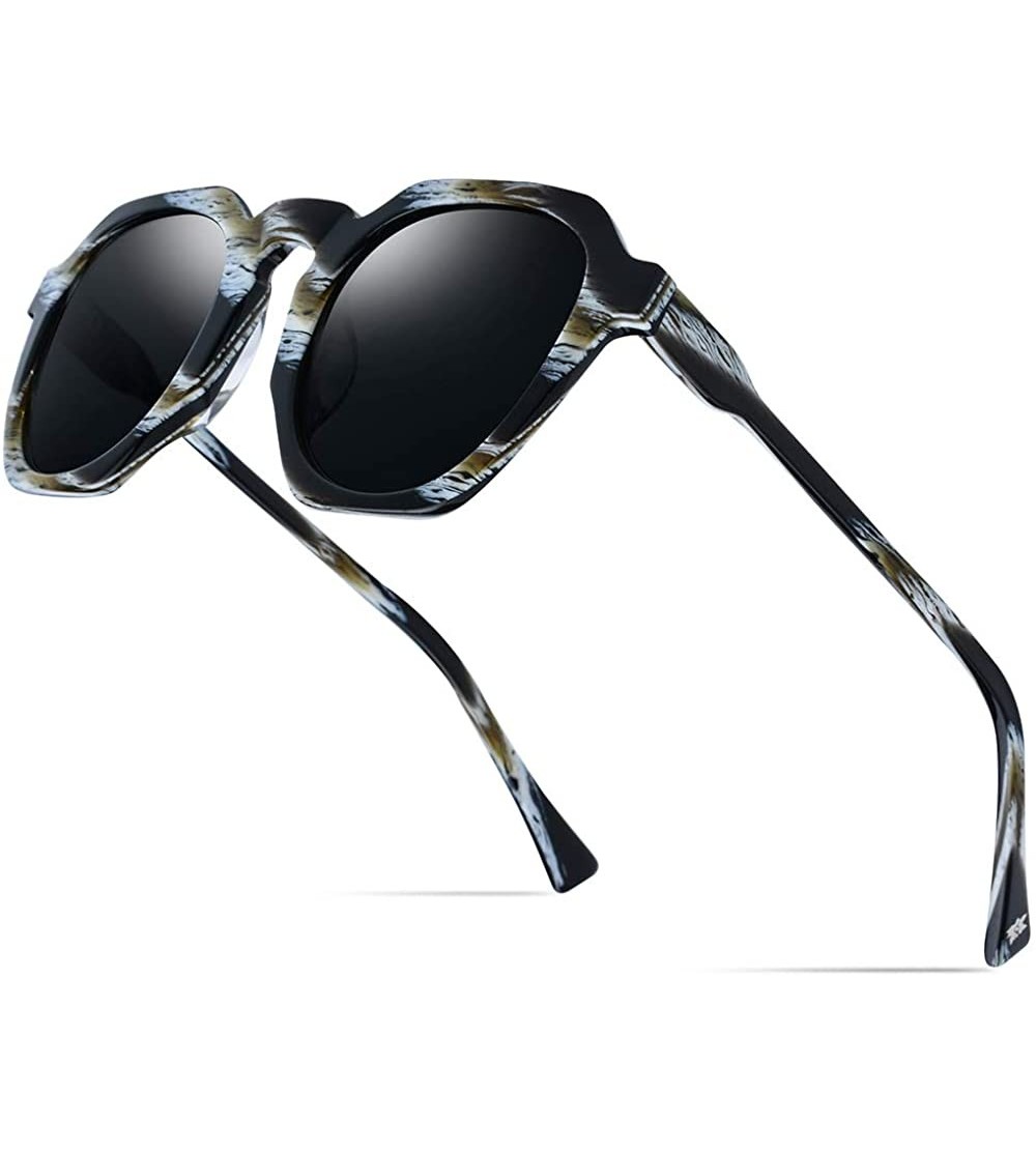 Square Acetate Polarized Sunglasses Women Vintage Retro Oversize Sun Glasses 9112 - Lime - CY18N0AETMU $45.90