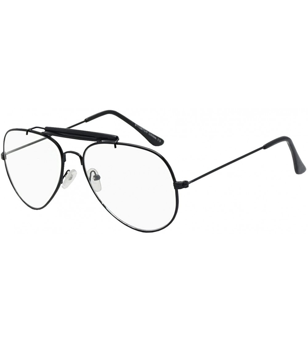 Aviator Non-Prescription 55mm & 60mm Classic Tear Drop Brow Bar Clear Lens Aviator Sunglasses Gold Frame Eye Glasses - C117Y0...