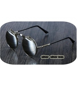 Round 3057 Steampunk Sunglasses Round Metal Women Style Retro Flip Circular Double Sun Glasses Men CIRCLE - C5199COEIE8 $33.91