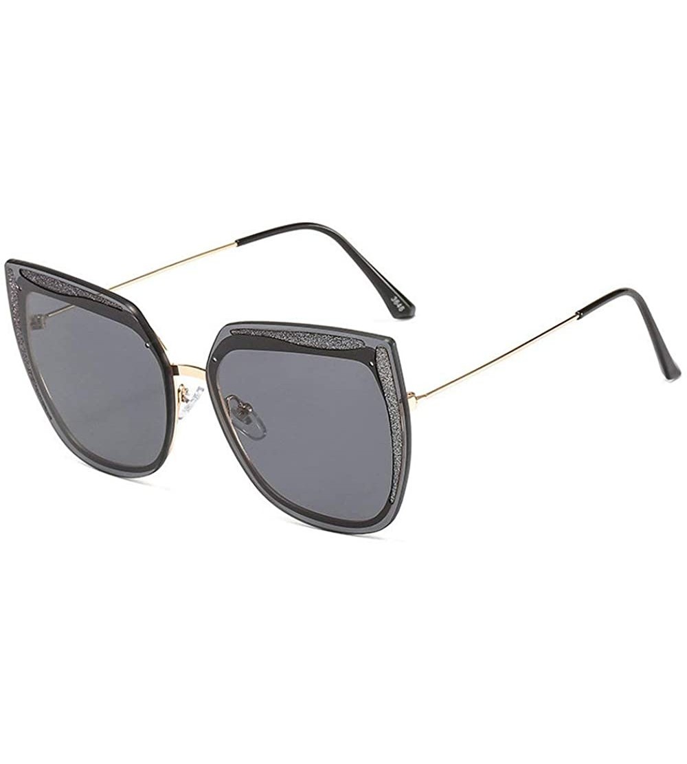 Square Brand Frameless Women Bling Green Sunglasses Luxury Metal Frame Cat Sun glasses Ladies NX - Black - CW1947RS9HY $25.44