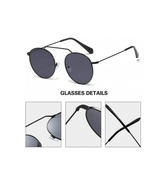 Round Round Metal Frame Sunglasses for Women and Men UV400 - C3 Silver Blue - CP198CZWYM4 $26.86