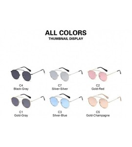 Round Round Metal Frame Sunglasses for Women and Men UV400 - C3 Silver Blue - CP198CZWYM4 $26.86