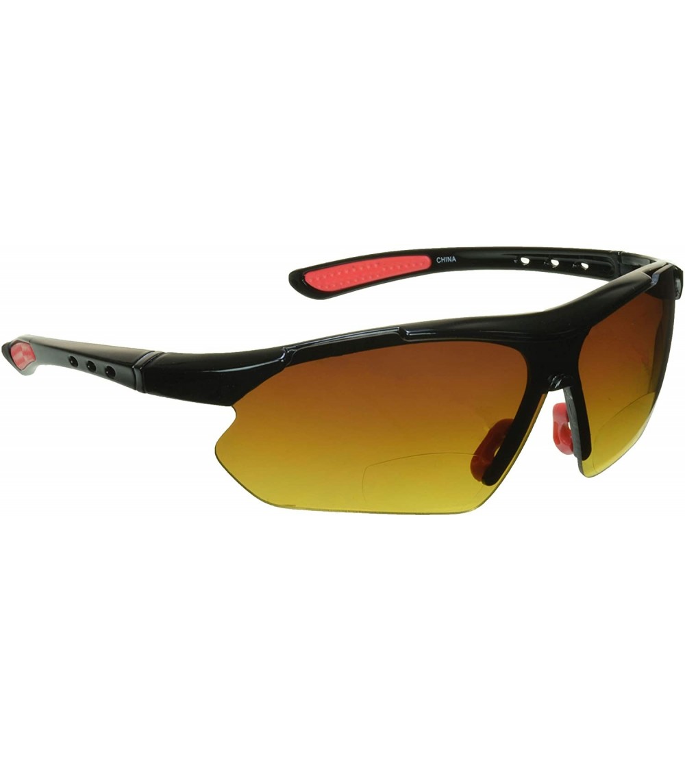 Wrap Bifocal Sunglasses Rimless Wraparound - Black Red - CG18HQAUG7I $21.96
