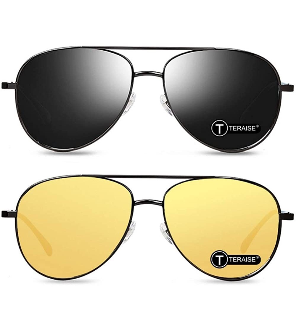 Rectangular 2-Pack Driving Polarized Sunglasses+Night Vision Glasses Classic style - Retro - CH18SEQ7UXI $50.93