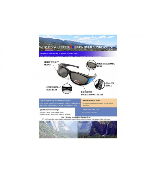 Sport Large Polarized Panoramic View Sports Wrap FitOver Sunglasses P016 - Black Purple - CW18E8M042Q $28.64