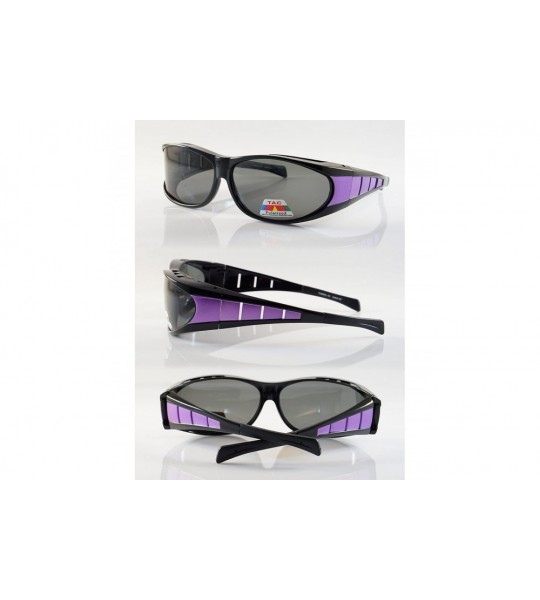 Sport Large Polarized Panoramic View Sports Wrap FitOver Sunglasses P016 - Black Purple - CW18E8M042Q $28.64