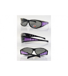 Sport Large Polarized Panoramic View Sports Wrap FitOver Sunglasses P016 - Black Purple - CW18E8M042Q $28.64