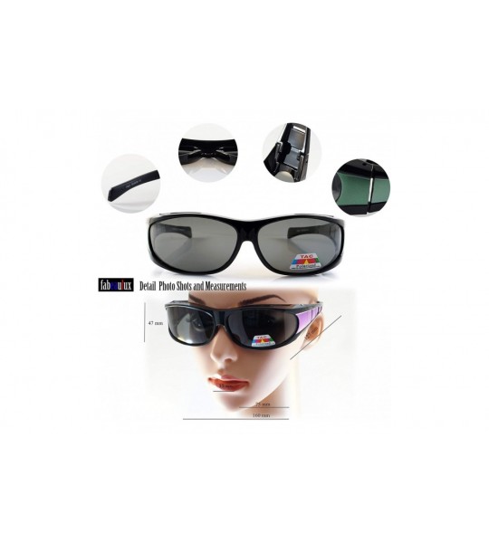 Sport Large Polarized Panoramic View Sports Wrap FitOver Sunglasses P016 - Black Purple - CW18E8M042Q $28.64