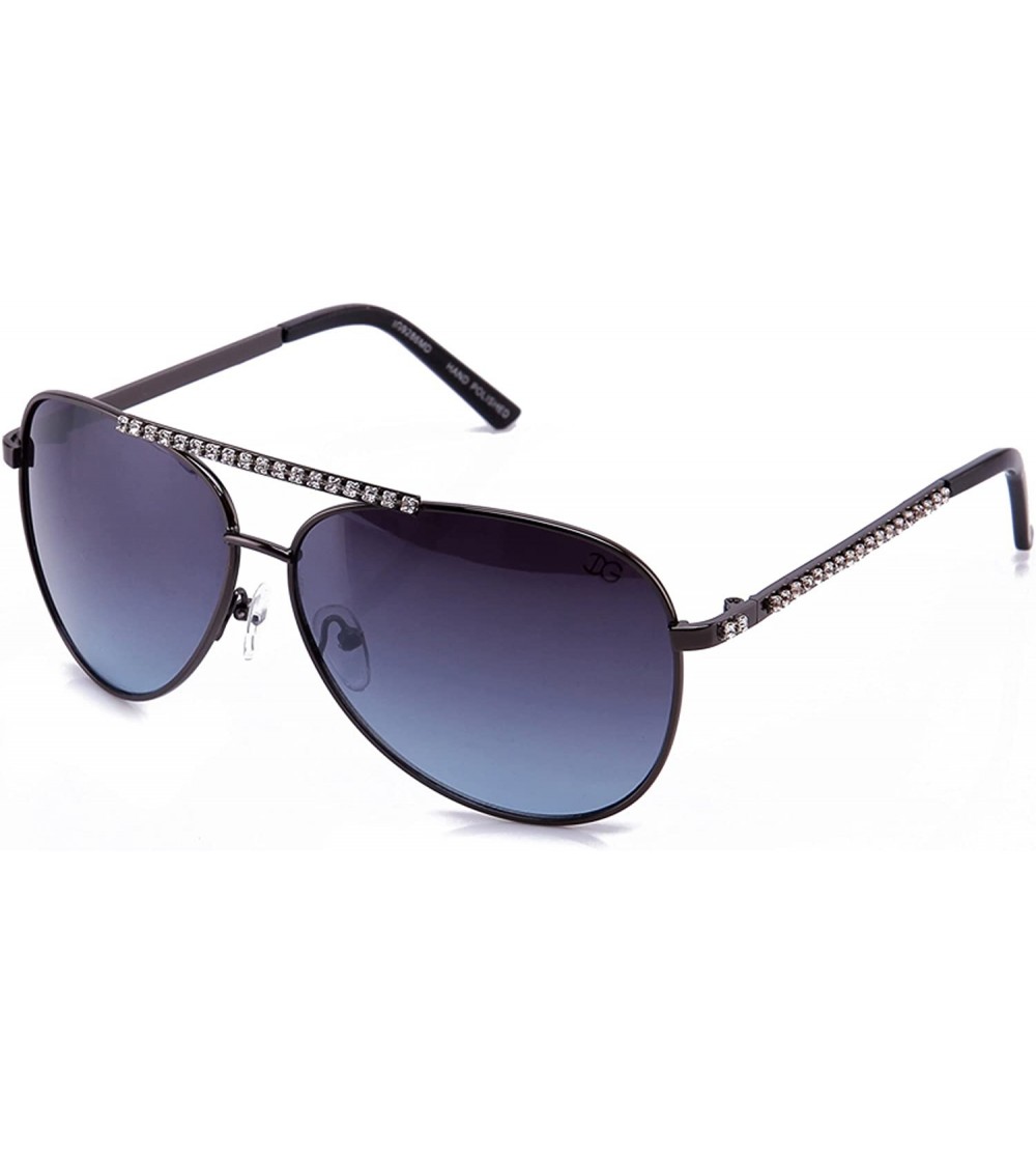 Aviator Aviator Rhinestone Sunglasses Oversized Design UV Protection Pilot Style with Rhinestones Bling for Women - C418EMLS8...