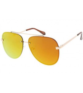 Aviator Unisex Metal Large Rimless Aviator w/Color Mirror Lens Sunglasses - Orange - C818G52062E $24.72