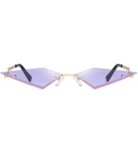 Oval UV Protection Sunglasses for Women Men Rimless frame Cat-Eye Shaped Plastic Lens and Frame Sunglass - Purple - CK1903445...