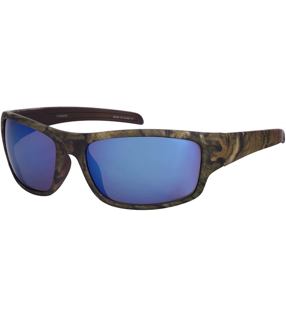 Sport Sports Sunglasses with Mirrored Lens 5700054PSF-REV - Brown Camo/Blue - CK125V4975F $21.78
