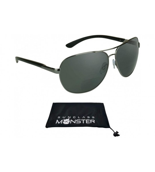 Aviator Aviator Polarized Bifocal Sunglasses Readers for Men Women. Fit Medium to Large Head Sizes. - Smoke - C911M2N1JC3 $64.27