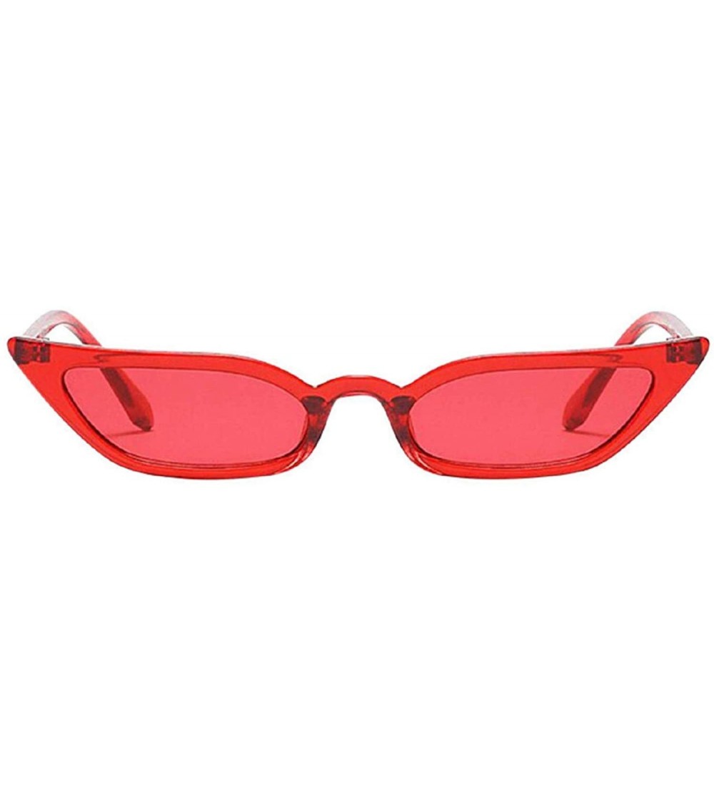 Cat Eye Sun Glasses Retro Vintage Narrow Cat Eye Sunglasses for Women Clout Goggles Plastic Frame - Red - CY18U8925XW $17.55