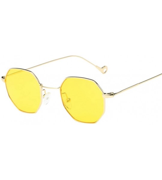 Aviator Unisex Sunglasses - Women Men Fashion Irregularity Metal Frame Glasses Classic Sunglasses (Yellow) - Yellow - C318E4Q...