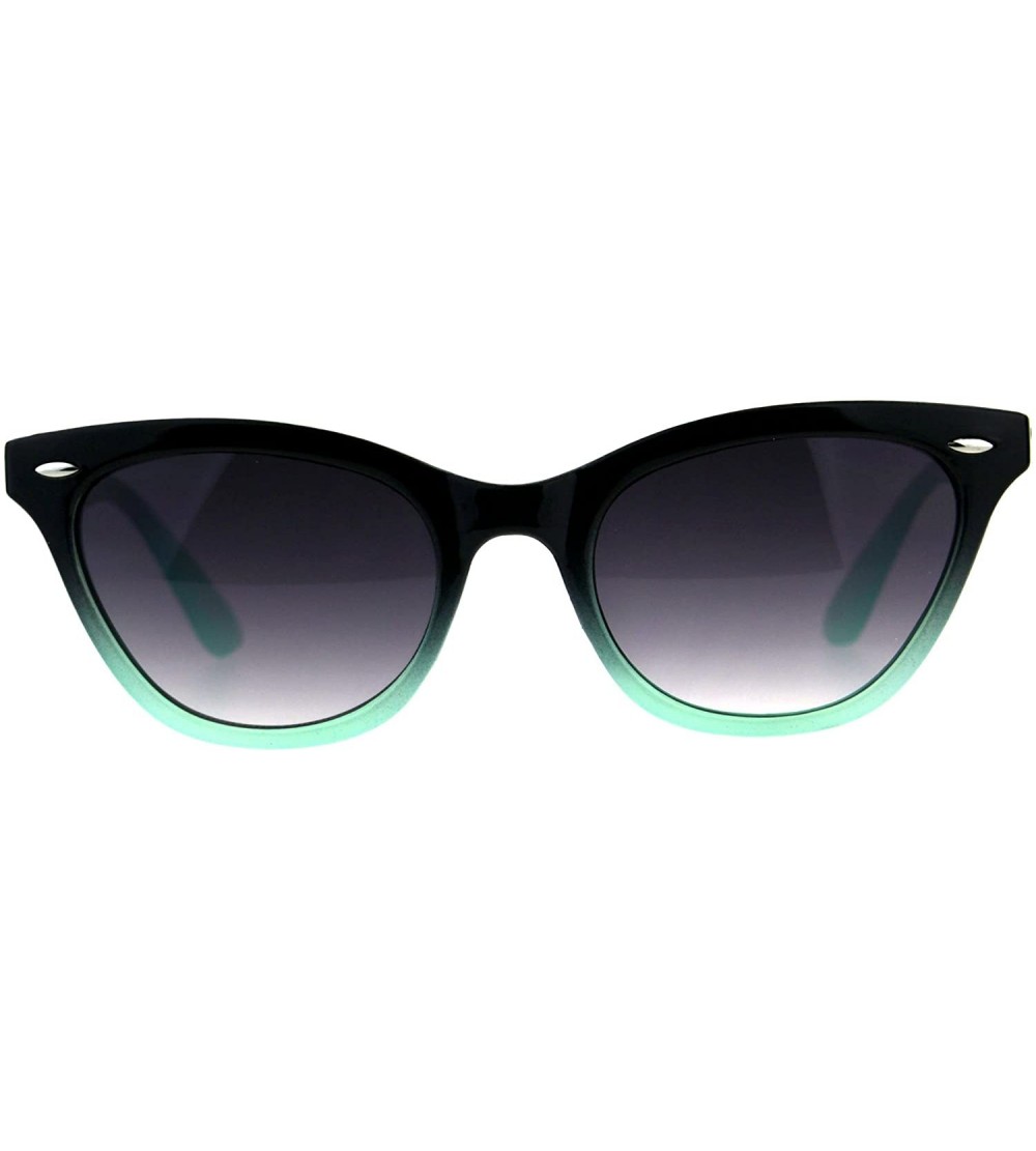 Rectangular Womens Narrow Horn Rim Boyfriend Plastic Gradient Sunglasses - Black Green - C018C7GSTZ2 $20.17