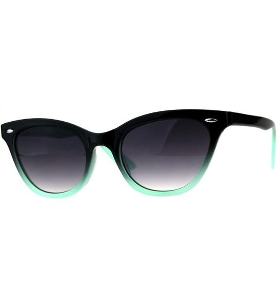 Rectangular Womens Narrow Horn Rim Boyfriend Plastic Gradient Sunglasses - Black Green - C018C7GSTZ2 $20.17