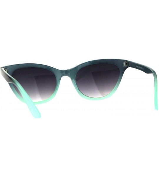 Rectangular Womens Narrow Horn Rim Boyfriend Plastic Gradient Sunglasses - Black Green - C018C7GSTZ2 $20.17