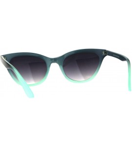 Rectangular Womens Narrow Horn Rim Boyfriend Plastic Gradient Sunglasses - Black Green - C018C7GSTZ2 $20.17