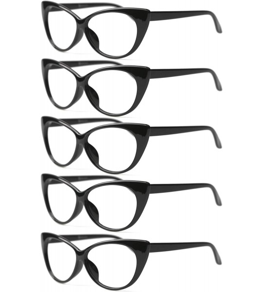 Cat Eye 3-Pair Value Pack Fashion Designer Cat Eye Reading Glasses for Womens - 5 Pairs in Black - CN18A5NUAH6 $34.47