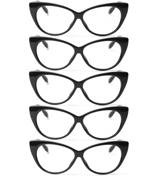 Cat Eye 3-Pair Value Pack Fashion Designer Cat Eye Reading Glasses for Womens - 5 Pairs in Black - CN18A5NUAH6 $34.47