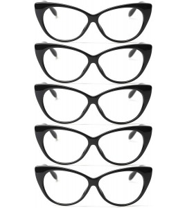 Cat Eye 3-Pair Value Pack Fashion Designer Cat Eye Reading Glasses for Womens - 5 Pairs in Black - CN18A5NUAH6 $34.47