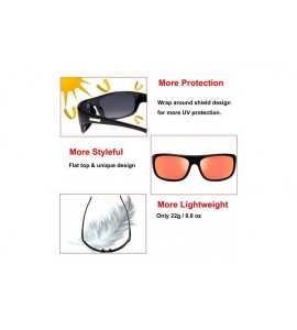 Wrap Polarized Sunglasses Baseball Running Softball - Rubber Black- 1-red Mirror - C619C0NG2EG $25.42