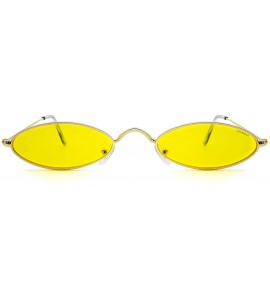 Square Fashion Small Oval Metal Frame Sunglasses for Men and Women UV 400 Protection - Golden Frame Yellow Lens - C218RG4IZXT...