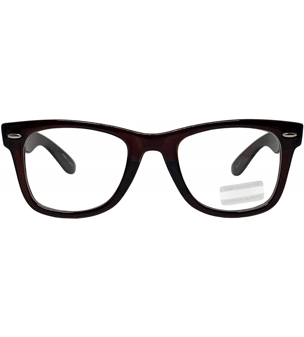Square Classic Horn Rim Nerd Square Eyeglasses Spectacles Geek Clear Lens Rectangle Glasses - Brown9910 - C3183LL45SN $19.44