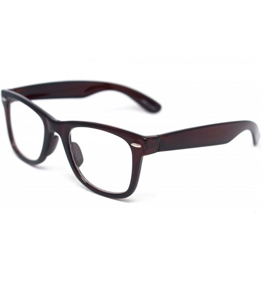 Square Classic Horn Rim Nerd Square Eyeglasses Spectacles Geek Clear Lens Rectangle Glasses - Brown9910 - C3183LL45SN $19.44