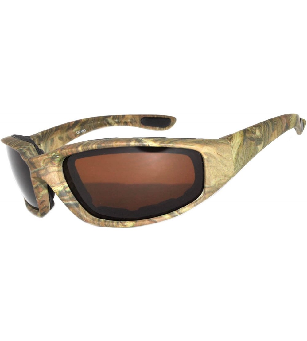 Sport Motorcycle CAMO Padded Foam Sport Glasses Colored Lens One Pair - Camo1_brown_lens_brown_frame - C1182HLY38Y $17.05