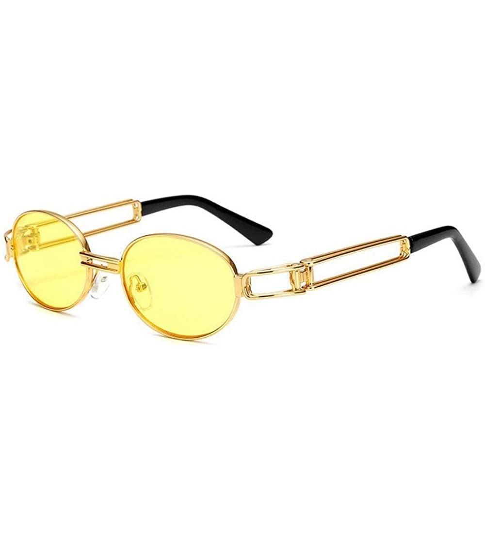 Oval Vintage Designer Fashion Sunglasses Oval Frame UV Protection - Gold-yellow - CE17YGU005C $22.50