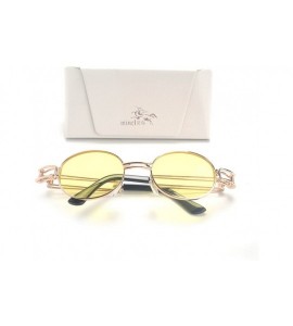 Oval Vintage Designer Fashion Sunglasses Oval Frame UV Protection - Gold-yellow - CE17YGU005C $22.50