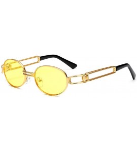 Oval Vintage Designer Fashion Sunglasses Oval Frame UV Protection - Gold-yellow - CE17YGU005C $22.50