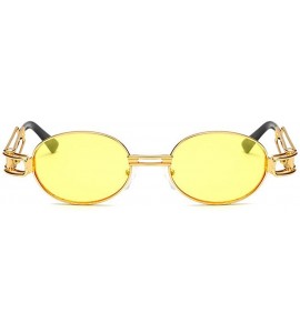 Oval Vintage Designer Fashion Sunglasses Oval Frame UV Protection - Gold-yellow - CE17YGU005C $22.50