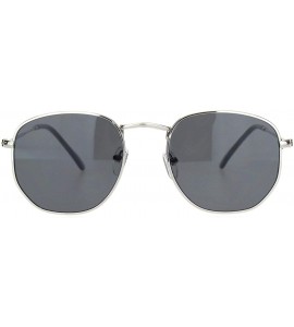 Square Classic Mens 90s Retro Metal Rim Rectangular Dad Sunglasses - Silver Black - C518NKRQ9DT $23.31