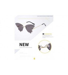 Butterfly Butterfly Sunglasses Women Trendy Oversized Rimless with Rhinestones Eyewear UV Protection - C2190HEIHCX $19.03