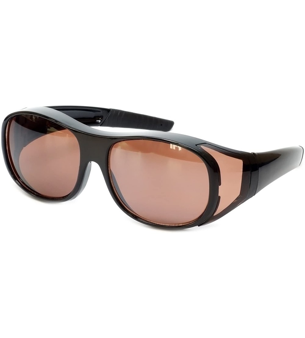 Oval Fitover Sunglasses 7659 Wear-Over Eyewear with Case Medium-Size - Gloss Black - C712O1OKYHI $25.89