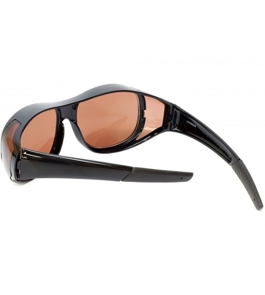 Oval Fitover Sunglasses 7659 Wear-Over Eyewear with Case Medium-Size - Gloss Black - C712O1OKYHI $25.89