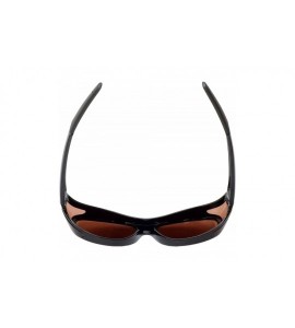 Oval Fitover Sunglasses 7659 Wear-Over Eyewear with Case Medium-Size - Gloss Black - C712O1OKYHI $25.89