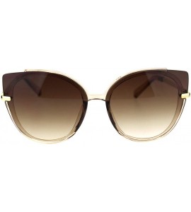 Cat Eye Womens Exposed Cat Eye Tip Large Cat Eye Designer Sunglasses - Beige Brown - CL18QY02K6L $23.54