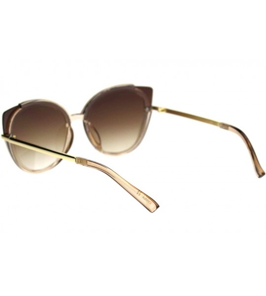 Cat Eye Womens Exposed Cat Eye Tip Large Cat Eye Designer Sunglasses - Beige Brown - CL18QY02K6L $23.54