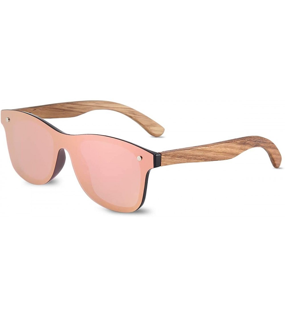 Rimless Wooden Sunglasses Polarized For Men Women One Piece Mirrored Rimless Eyewear UV400 For Driving Sport Travel - CZ18XH2...
