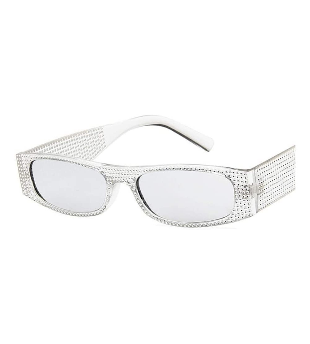 Square Sunglasses-Pearl Rivet Rectangle Sunglasses Luxury Sun Cover Summer Fashion Casual Glasses (E) - E - CP18R7DCD0O $17.90