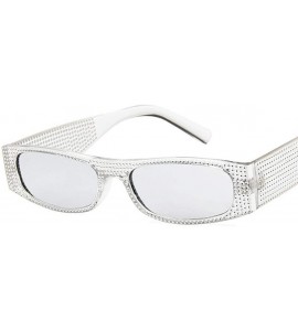 Square Sunglasses-Pearl Rivet Rectangle Sunglasses Luxury Sun Cover Summer Fashion Casual Glasses (E) - E - CP18R7DCD0O $17.90