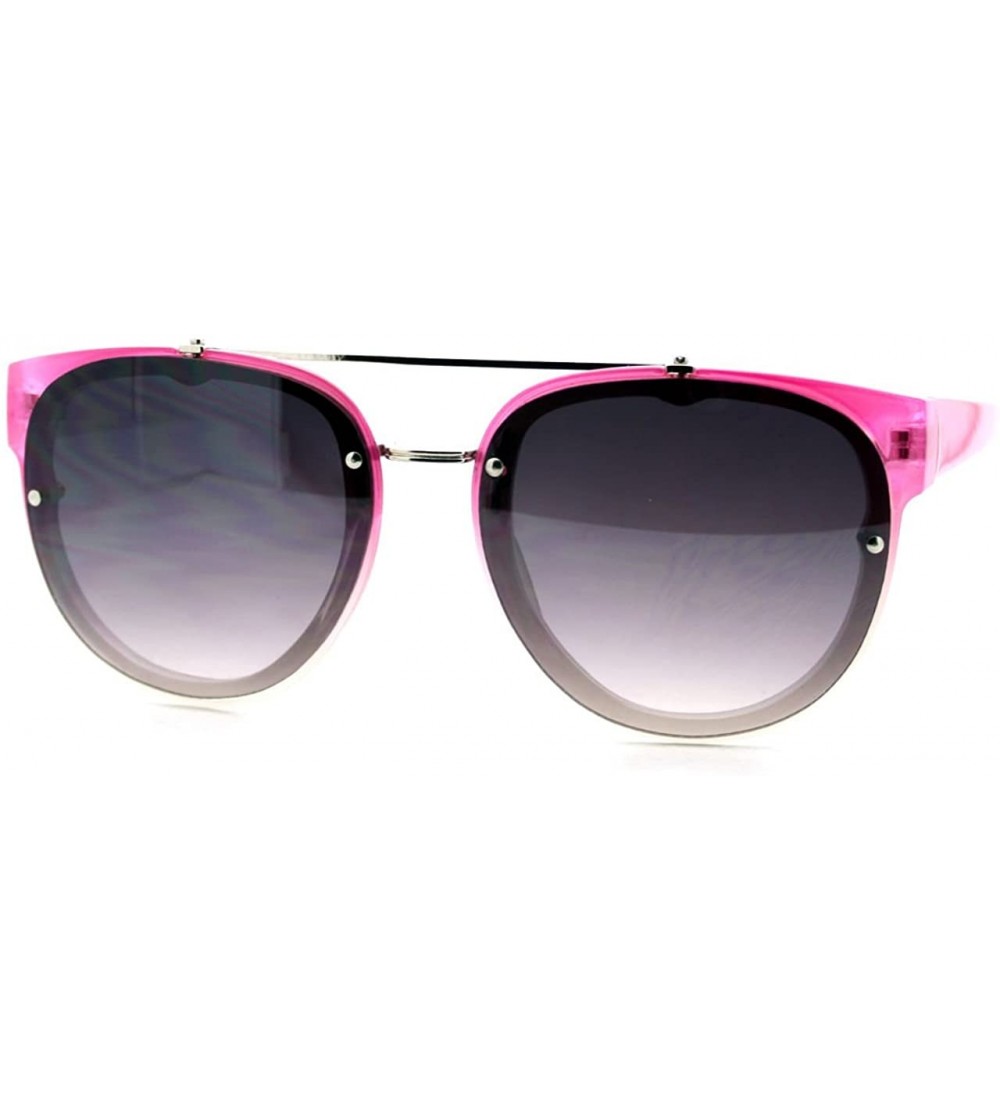 Rimless Womens Retro Hipster Sunglasses Round Flat Top Rimless Look - Fuchsia - C81275NYRYV $18.90